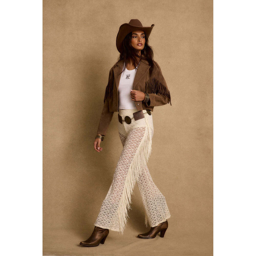 12th Tribe Happy Hour Cream Fringe Pants Size M PRE-ORDER LATE MAY 2026M - Picture 3 of 6